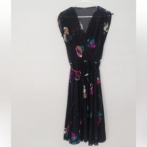 Vintage Black Floral Women's Dress